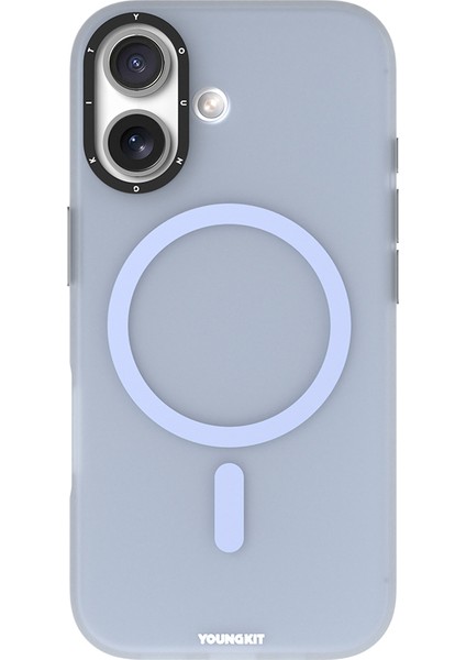 iPhone 17 Uyumlu Kılıf M-Safe Şarj Özellikli Youngkit Hidden Sand Serisi Kapak Mavi