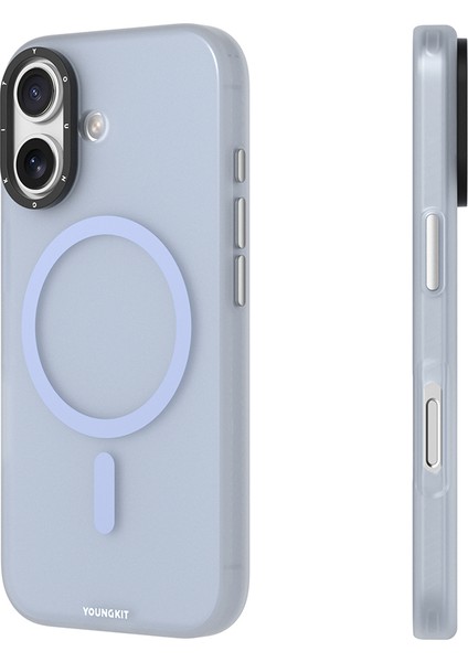 iPhone 17 Uyumlu Kılıf M-Safe Şarj Özellikli Youngkit Hidden Sand Serisi Kapak Mavi modelleri