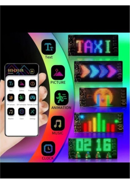 12X59.5CM Matrix Esnek LED Ekran Telefon Kontrollü Cama Yapışan Araba,kamyon,dükkan Bluetooth Tabela modelleri