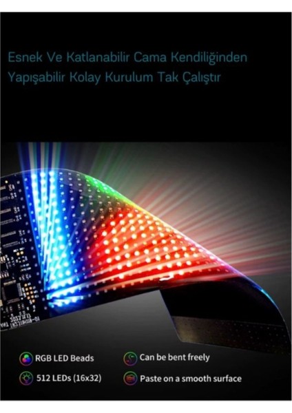 12X59.5CM Matrix Esnek LED Ekran Telefon Kontrollü Cama Yapışan Araba,kamyon,dükkan Bluetooth Tabela indirimleri