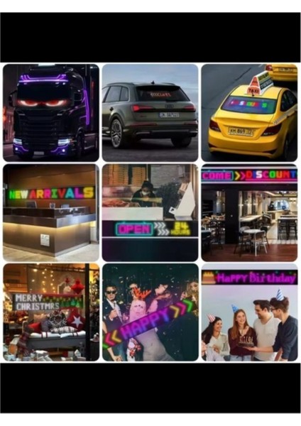 12X59.5CM Matrix Esnek LED Ekran Telefon Kontrollü Cama Yapışan Araba,kamyon,dükkan Bluetooth Tabela