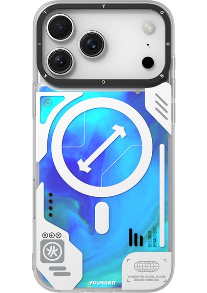 iPhone 17 Pro Max Uyumlu Kılıf M-Safeli Parlak Kumlu Sıvılı Galaxy Fantasy Serisi Kapak Mavi