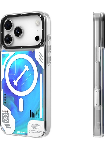 iPhone 17 Pro Max Uyumlu Kılıf M-Safeli Parlak Kumlu Sıvılı Galaxy Fantasy Serisi Kapak Mavi fırsatları