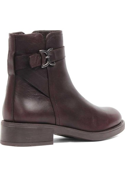 Kadın Kahverengi Fermuarlı Toka Detaylı Deri Bot fiyatları