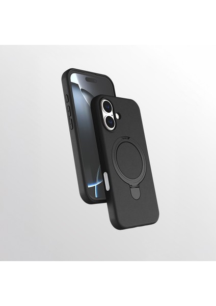 iPhone 16 Kılıf Manyetik Şarj Özellikli Yüzüklü Standlı Samara Kapak