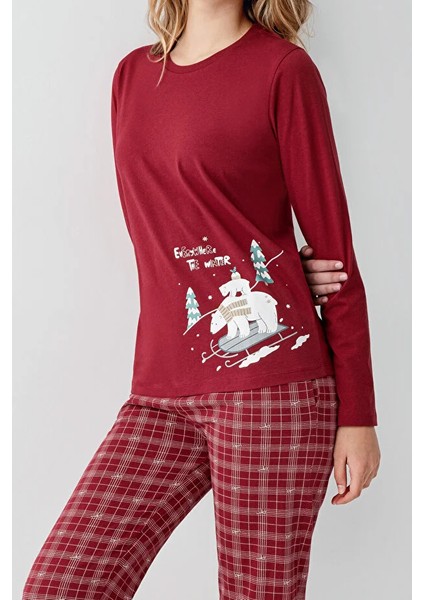 Uzun Kol Ekoseli Kadın Pijama Takım 3445 modelleri