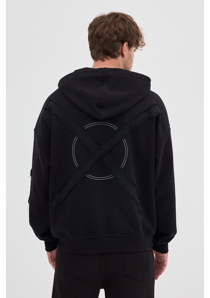 Unisex Rahat Bol Kesim "Vortex" Kapüşonlu Sweatshirt