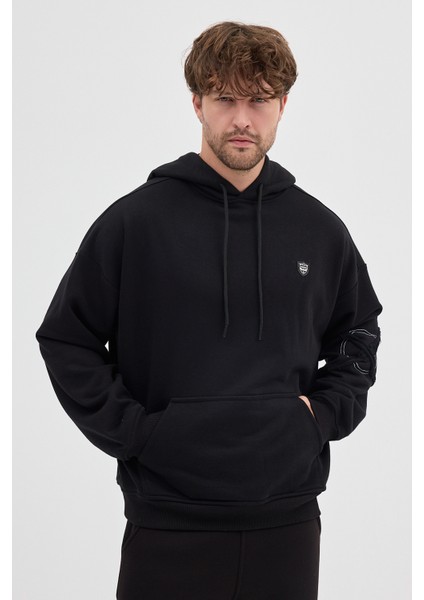 Unisex Rahat Bol Kesim "Vortex" Kapüşonlu Sweatshirt fiyatları