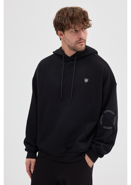 Unisex Rahat Bol Kesim "Vortex" Kapüşonlu Sweatshirt modelleri