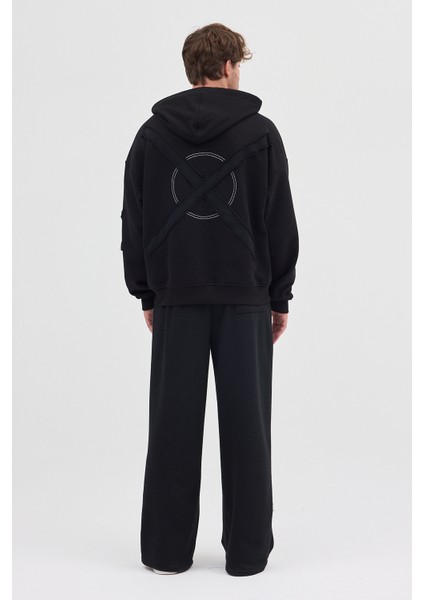 Unisex Rahat Bol Kesim "Vortex" Kapüşonlu Sweatshirt