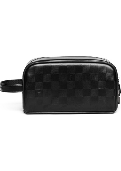 Phantom Serisi Parmak Izi Kilitli Çok Fonksiyonlu Taşınabilir Mobil Aksesuar Çantası Siyah