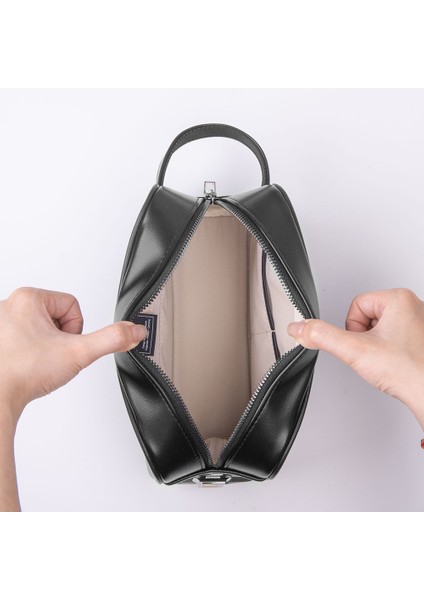 Phantom Serisi Parmak Izi Kilitli Çok Fonksiyonlu Taşınabilir Mobil Aksesuar Çantası Siyah