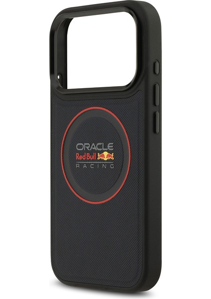 iPhone 17 Pro Kılıf Redbull Lisanslı M-Safeli Kırmızı Halka ve Logo Kabartmalı Pu Deri Kapak Siyah