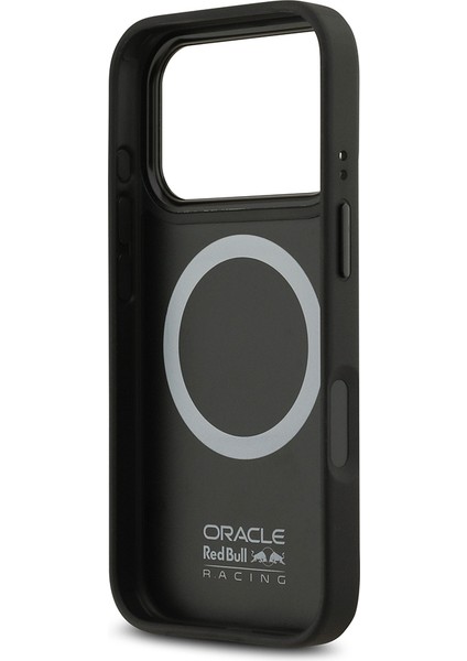 iPhone 17 Pro Kılıf Redbull Lisanslı M-Safeli Kırmızı Halka ve Logo Kabartmalı Pu Deri Kapak Siyah