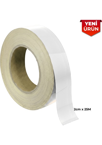 Reflektif Fosforlu Şerit Bant, Düz Reflekte Ikaz Bandı 2cm x 25M Beyaz 5201