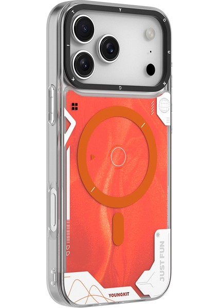 iPhone 17 Pro Max Uyumlu Kılıf M-Safeli Parlak Kumlu Sıvılı Galaxy Fantasy Serisi Kapak Turuncu fiyatları