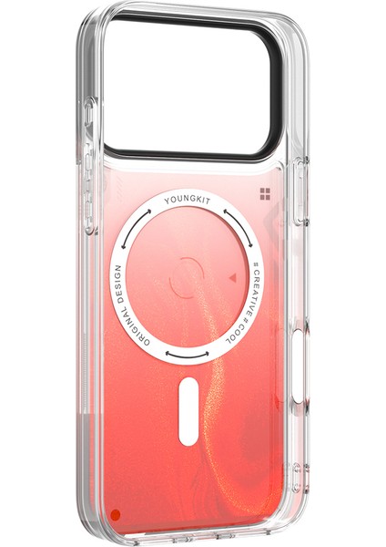 iPhone 17 Pro Max Uyumlu Kılıf M-Safeli Parlak Kumlu Sıvılı Galaxy Fantasy Serisi Kapak Turuncu fırsatları