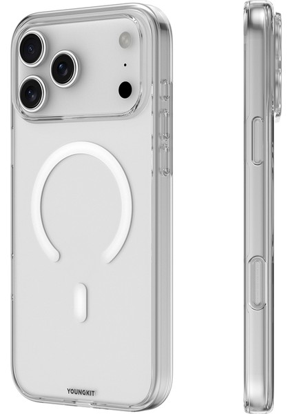 iPhone 17 Pro Max Uyumlu Kılıf M-Safe Şarj Özellikli Youngkit Clear Serisi Kapak Şeffaf modelleri