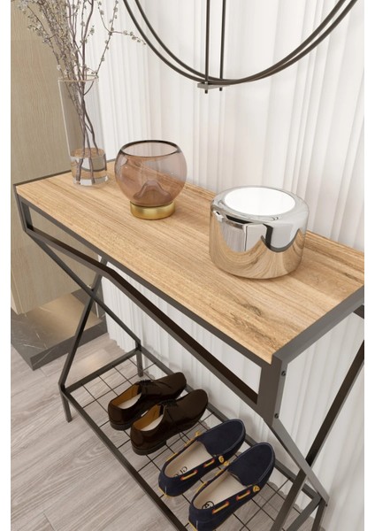 Dresuar Metal Ayaklı Çam Ahşap Raflı Dekoratif Çok Amaçlı 2 Raflı Düzenleyici Mutfak Düzenleyici indirimleri