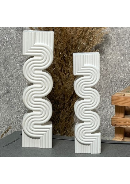 Soyut Dekoratif Obje Modern Minimalist Ev Aksesuar Biblo,ev Ofis Için Şık Tasarım - 2'li Sütun Beyaz fiyatları