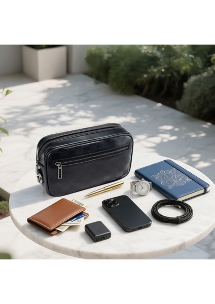 Phantom Serisi Numerik Kilitli Yandan Fermuarlı Taşınabilir Mobil Aksesuar Çantası Siyah