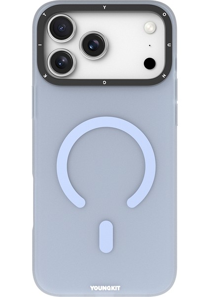 iPhone 17 Pro Max Uyumlu Kılıf M-Safe Şarj Özellikli Youngkit Hidden Sand Serisi Kapak Mavi