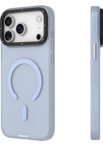 iPhone 17 Pro Max Uyumlu Kılıf M-Safe Şarj Özellikli Youngkit Hidden Sand Serisi Kapak Mavi modelleri