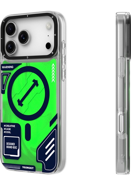 iPhone 17 Pro Max Uyumlu Kılıf M-Safeli Parlak Kumlu Sıvılı Galaxy Fantasy Serisi Kapak Yeşil modelleri