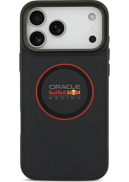 iPhone 17 Pro Max Kılıf Redbull Lisanslı M-Safeli Kırmızı Halka ve Logo Kabartma Pu Deri Kapak Siyah modelleri