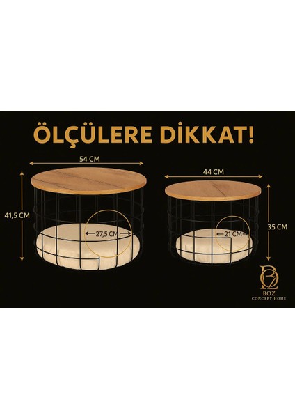 Ikili Minderli Kedi Yuvalığı Metal Zigon Sehpa Seti fırsatları