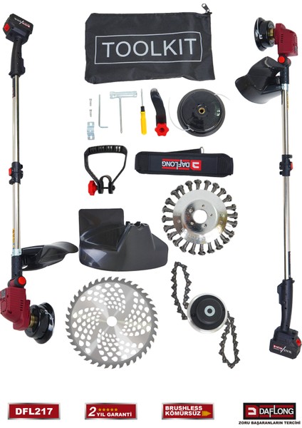 Professionel Kömürsüz Şarjlı Canavar Başlıklı Çim Biçme Makinası DFL-217