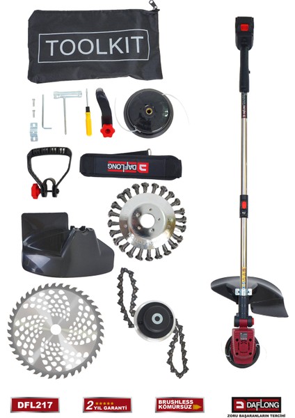 Professionel Kömürsüz Şarjlı Canavar Başlıklı Çim Biçme Makinası DFL-217 fiyatları