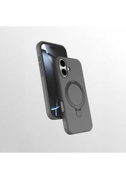 iPhone 16 Plus Kılıf Manyetik Şarj Özellikli Yüzüklü Standlı Samara Kapak