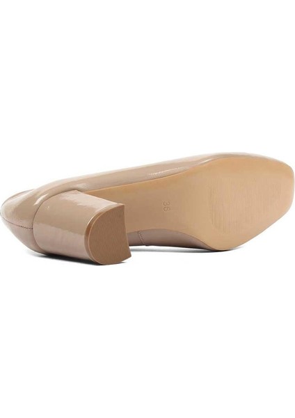 Kadın Vizon Kalın Topuklu Rugan Deri Klasik Ayakkabı indirimleri