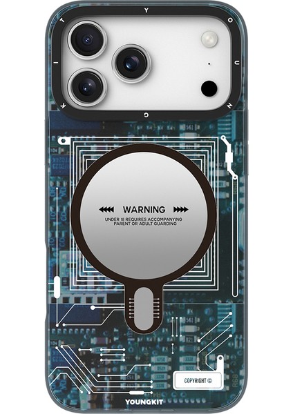 iPhone 17 Pro Max Uyumlu Kılıf M-Safeli Kamera Denetim Butonlu Youngkit Technology Serisi Kapak Mavi