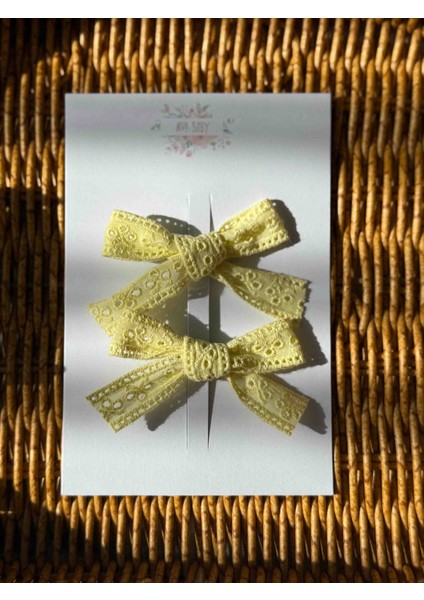 Kız Çocuk Ikili Fiyonk Toka Sarı