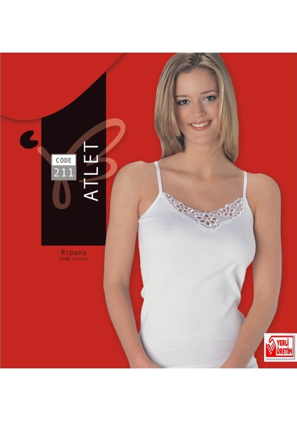 Beyaz Ribana Atlet Ip Askılı Gipürlü % 100 Pamuklu Atlet 3' Lü Paket 211-3B fiyatları