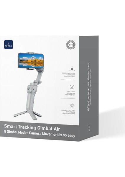 WI-SE017 3-Axis Yapay Zeka Destekli Çok Fonksiyonlu El Tipi Gimbal Stabilizatör Beyaz