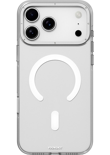 iPhone 17 Pro Max Uyumlu Kılıf M-Safe Özellikli Şeffaf Youngkit Crystal Shield Serisi Kapak Şeffaf