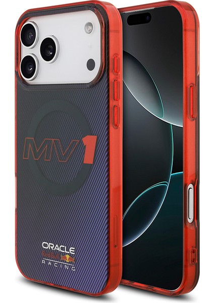 iPhone 17 Pro Max Kılıf Redbull Lisanslı M-Safeli Çift Katmanlı Çizgi Desen Sert Pc Mv Kapak Laciver