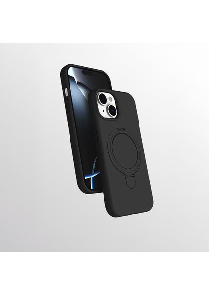 iPhone 14 Kılıf Manyetik Şarj Özellikli Yüzüklü Standlı Samara Kapak