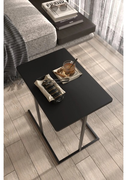 Yan Sehpa Dekoratif Metal Ayaklı Siyah Ahşap Tablalı Koltuk Yanı Çok Amaçlı Mutfak Düzenleyici modelleri