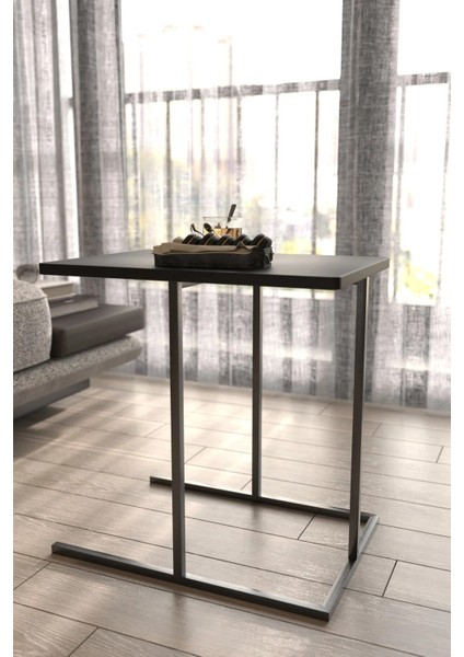 Yan Sehpa Dekoratif Metal Ayaklı Siyah Ahşap Tablalı Koltuk Yanı Çok Amaçlı Mutfak Düzenleyici fırsatları