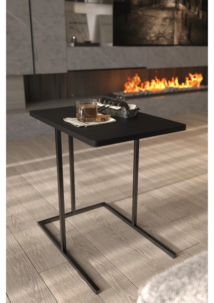 Yan Sehpa Dekoratif Metal Ayaklı Siyah Ahşap Tablalı Koltuk Yanı Çok Amaçlı Mutfak Düzenleyici indirimleri