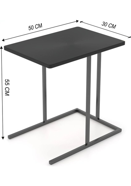 Yan Sehpa Dekoratif Metal Ayaklı Siyah Ahşap Tablalı Koltuk Yanı Çok Amaçlı Mutfak Düzenleyici