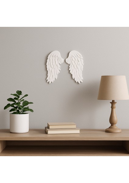 Dekoratif Melek Kanatları – Duvar Süsü Obje | Modern Aksesuar Çift Taraflı Bantlı Set (2 Adet)