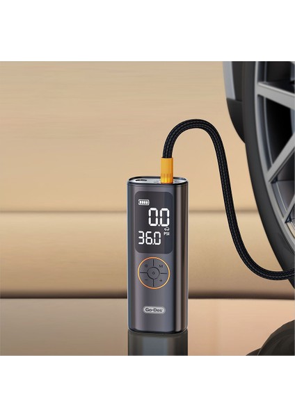 Go Des GD-B638 LED Işıklı Araç Hava Kompresörü ve Powerbank Özellikli 12V Siyah