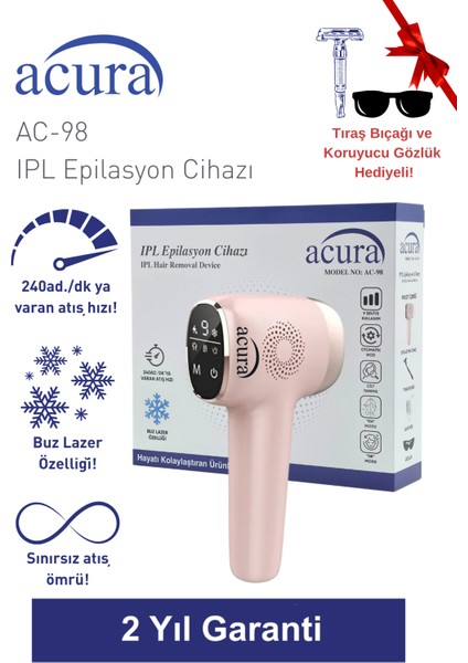 Ac-98 Ultra Hızlı, Sınırsız Atışlı Buz Lazer Ipl Lazer Epilasyon Cihazı