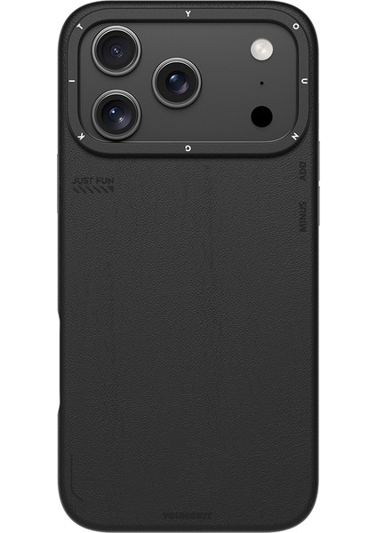 iPhone 17 Pro Max Kılıf M-Safeli Basit Mat Deri Desenli Youngkit Tech Fashion Serisi Kapak Siyah