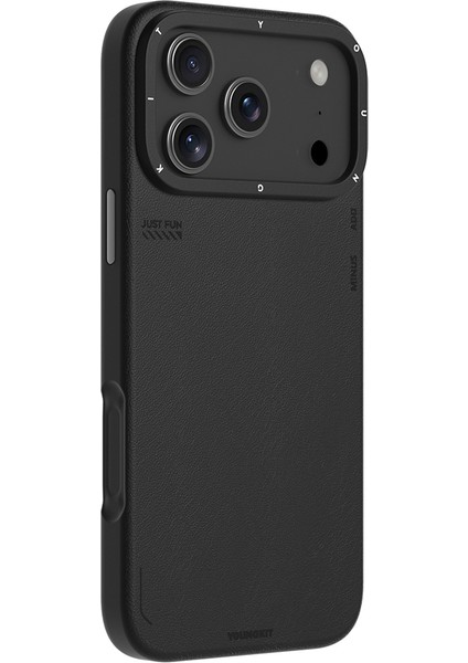 iPhone 17 Pro Max Kılıf M-Safeli Basit Mat Deri Desenli Youngkit Tech Fashion Serisi Kapak Siyah fiyatları